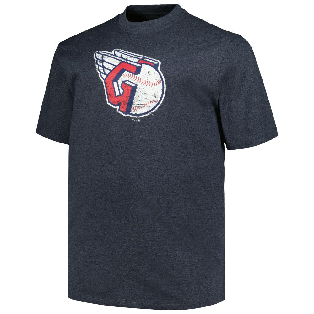 Cleveland Guardians Profile Big & Tall Weathered Logo T-Shirt - Heather Navy T-shirts