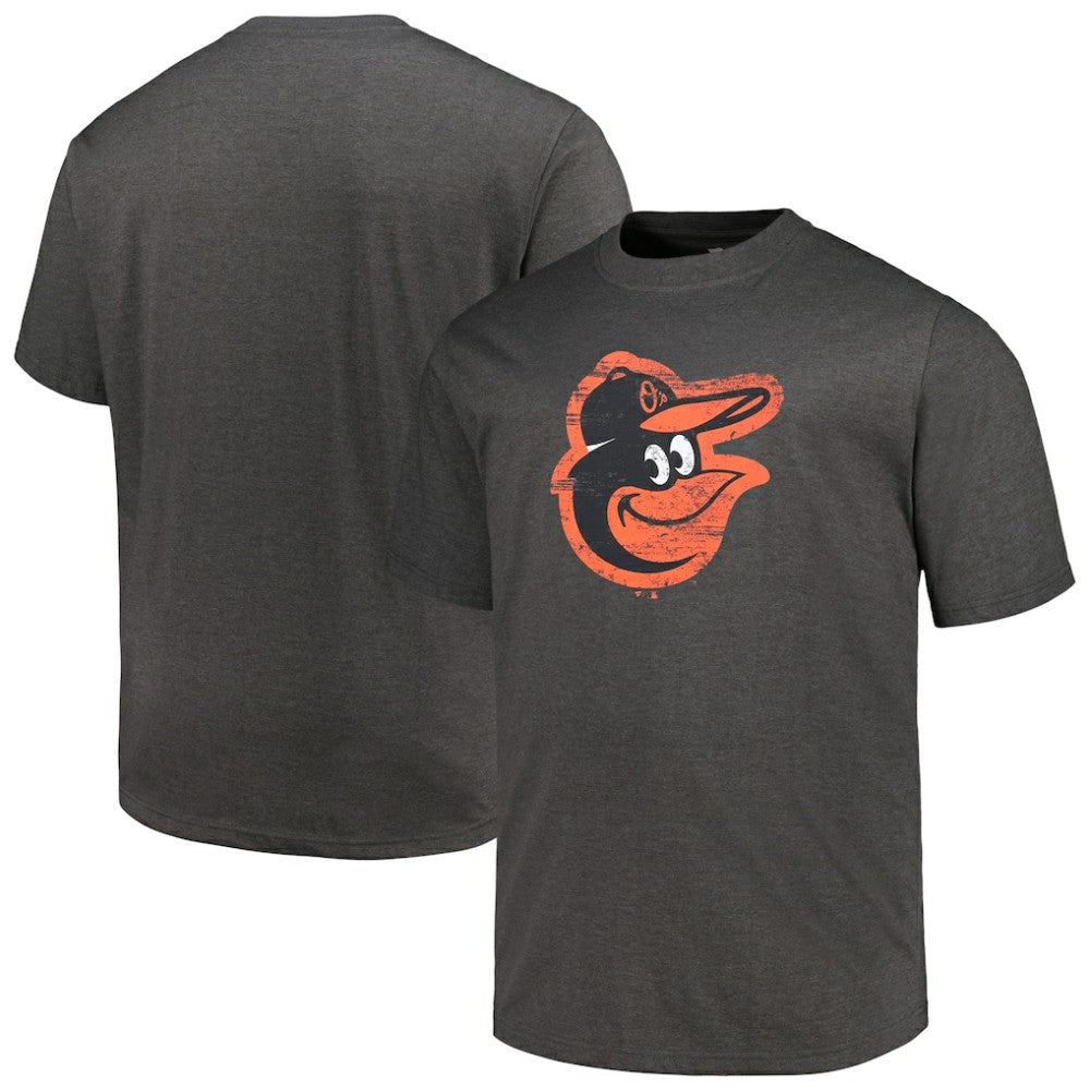 Baltimore Orioles Profile Big & Tall Weathered Logo T-Shirt - Heather Black T-shirts