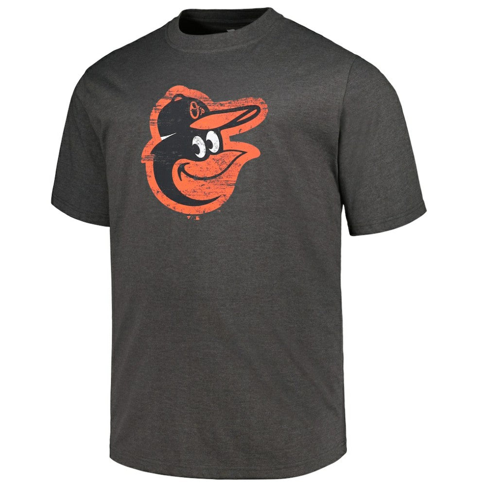 Baltimore Orioles Profile Big & Tall Weathered Logo T-Shirt - Heather Black T-shirts