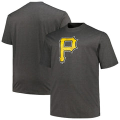 Pittsburgh Pirates Profile Big & Tall Weathered Logo T-Shirt - Heather Black T-shirts