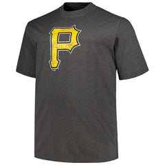 Pittsburgh Pirates Profile Big & Tall Weathered Logo T-Shirt - Heather Black T-shirts