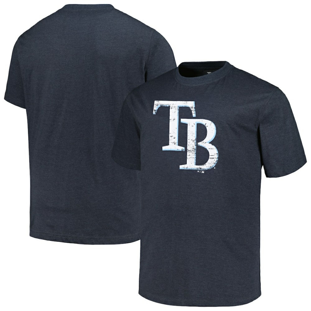Tampa Bay Rays Profile Big & Tall Weathered Logo T-Shirt - Heather Navy T-shirts
