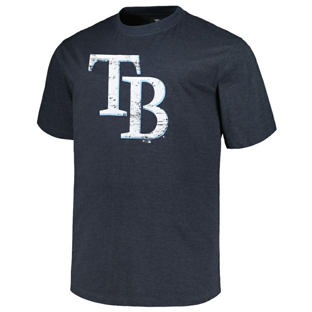 Tampa Bay Rays Profile Big & Tall Weathered Logo T-Shirt - Heather Navy T-shirts