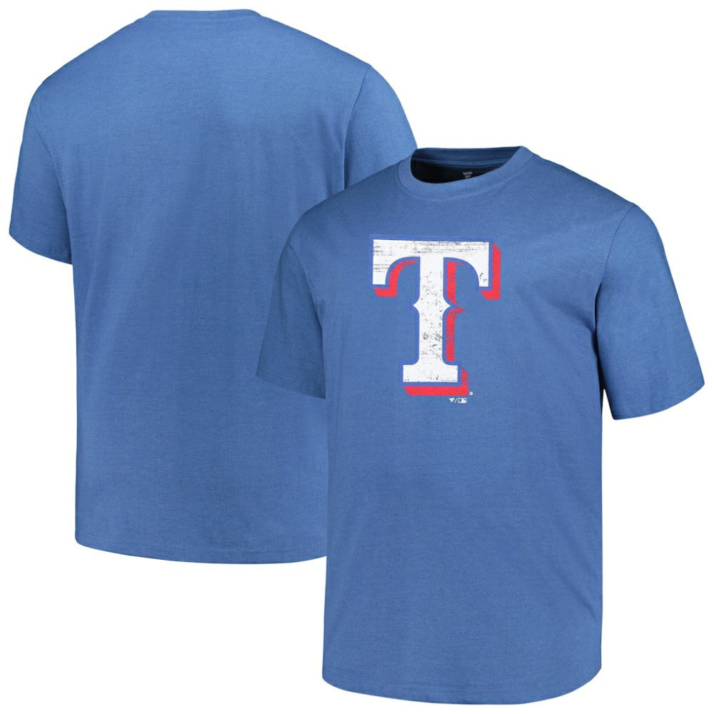 Texas Rangers Profile Big & Tall Weathered Logo T-Shirt - Heather Royal T-shirts