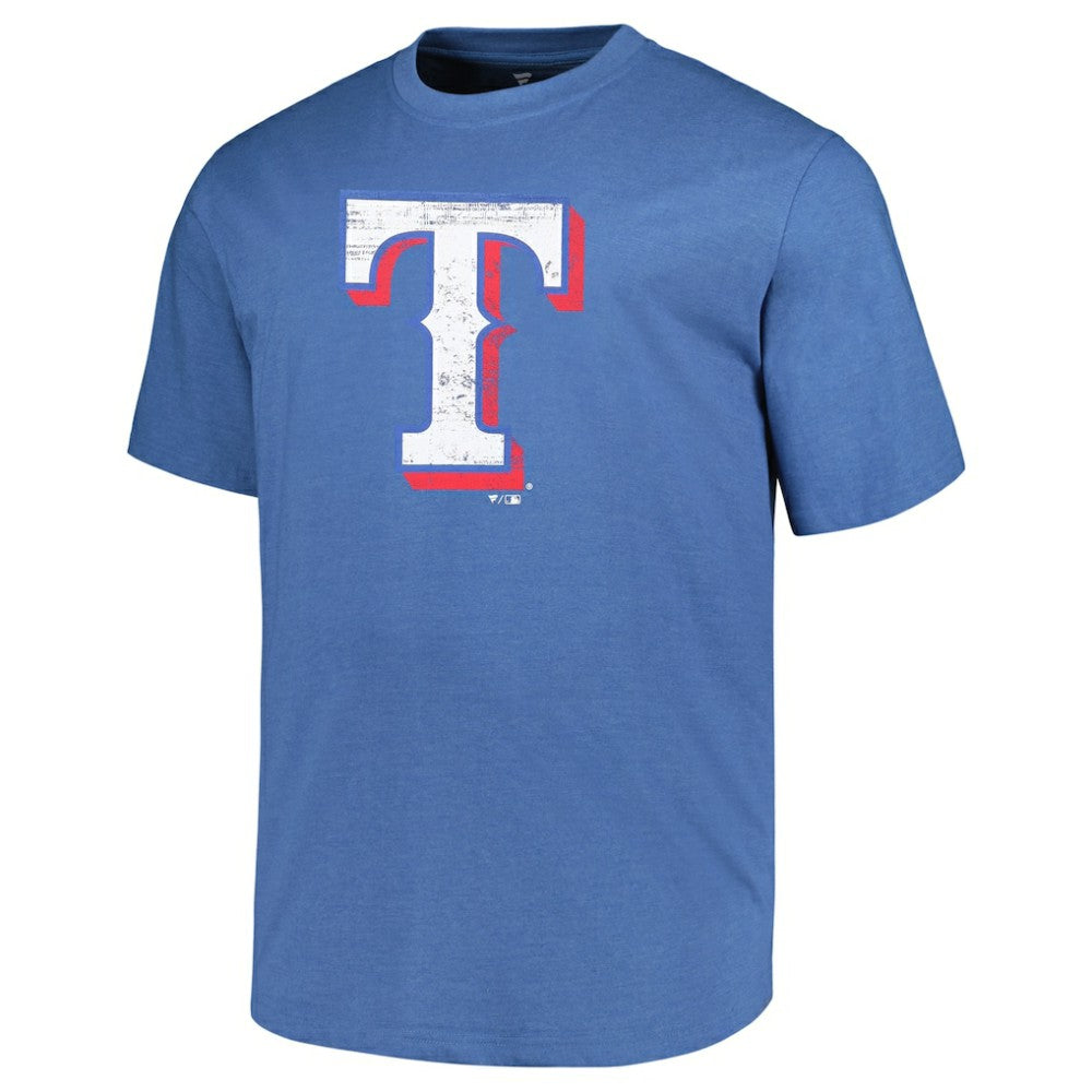 Texas Rangers Profile Big & Tall Weathered Logo T-Shirt - Heather Royal T-shirts