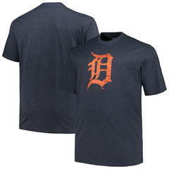 Detroit Tigers Profile Big & Tall Weathered Logo T-Shirt - Heather Navy T-shirts