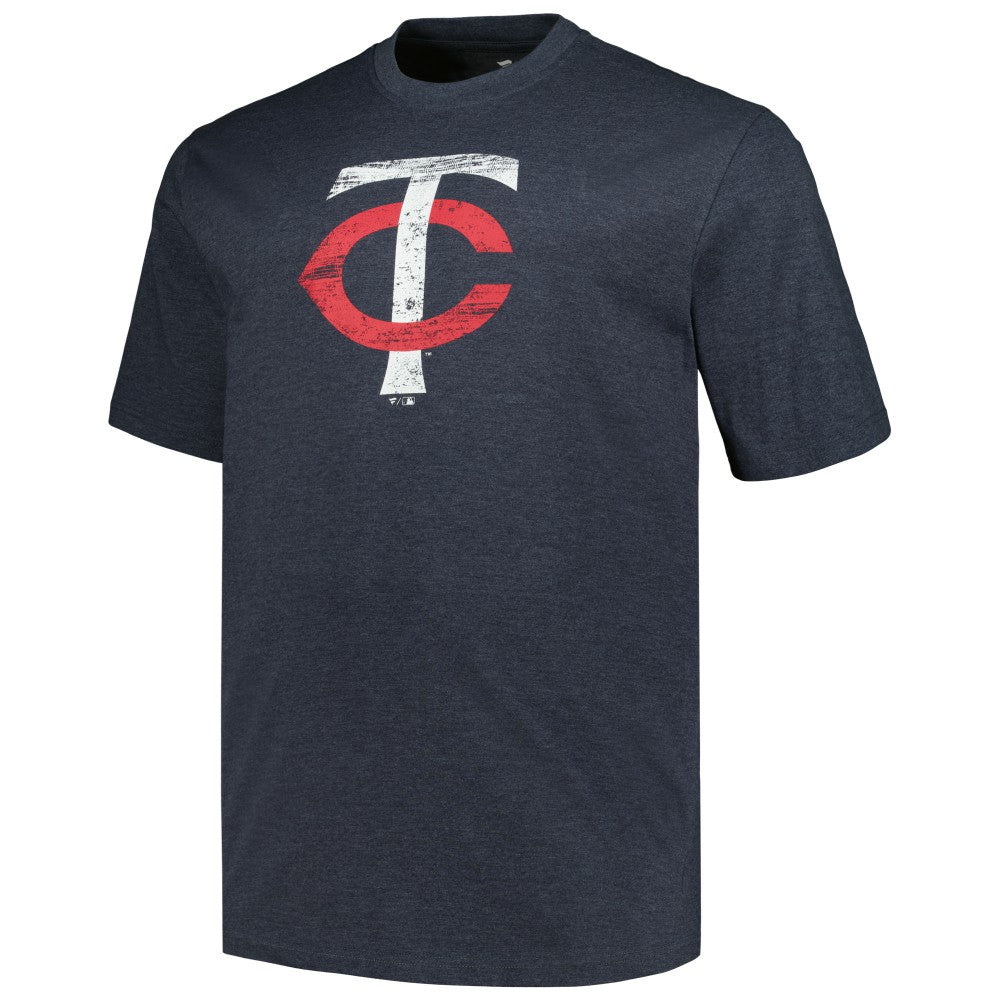 Minnesota Twins Profile Big & Tall Weathered Logo T-Shirt - Heather Navy T-shirts