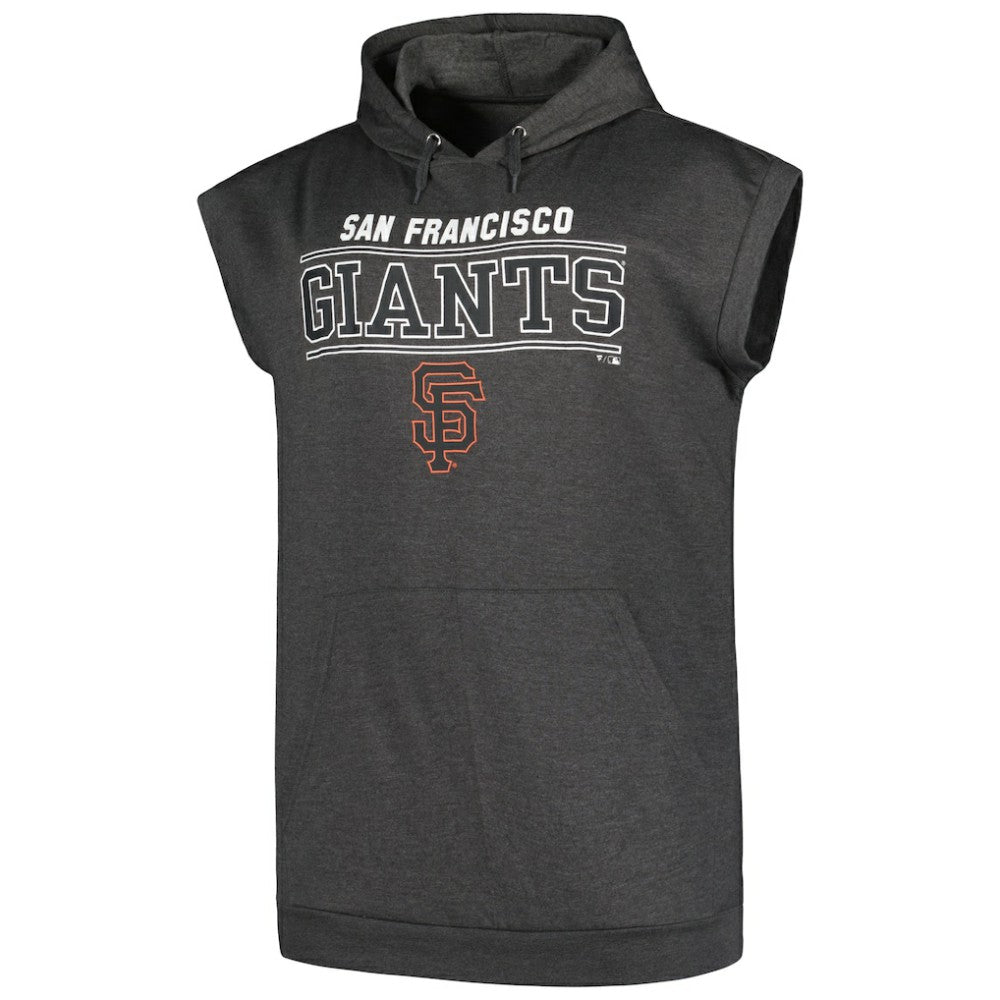 San Francisco Giants Profile Big & Tall Muscle Sleeveless Pullover Hoodie - Heather Charcoal Hoodies
