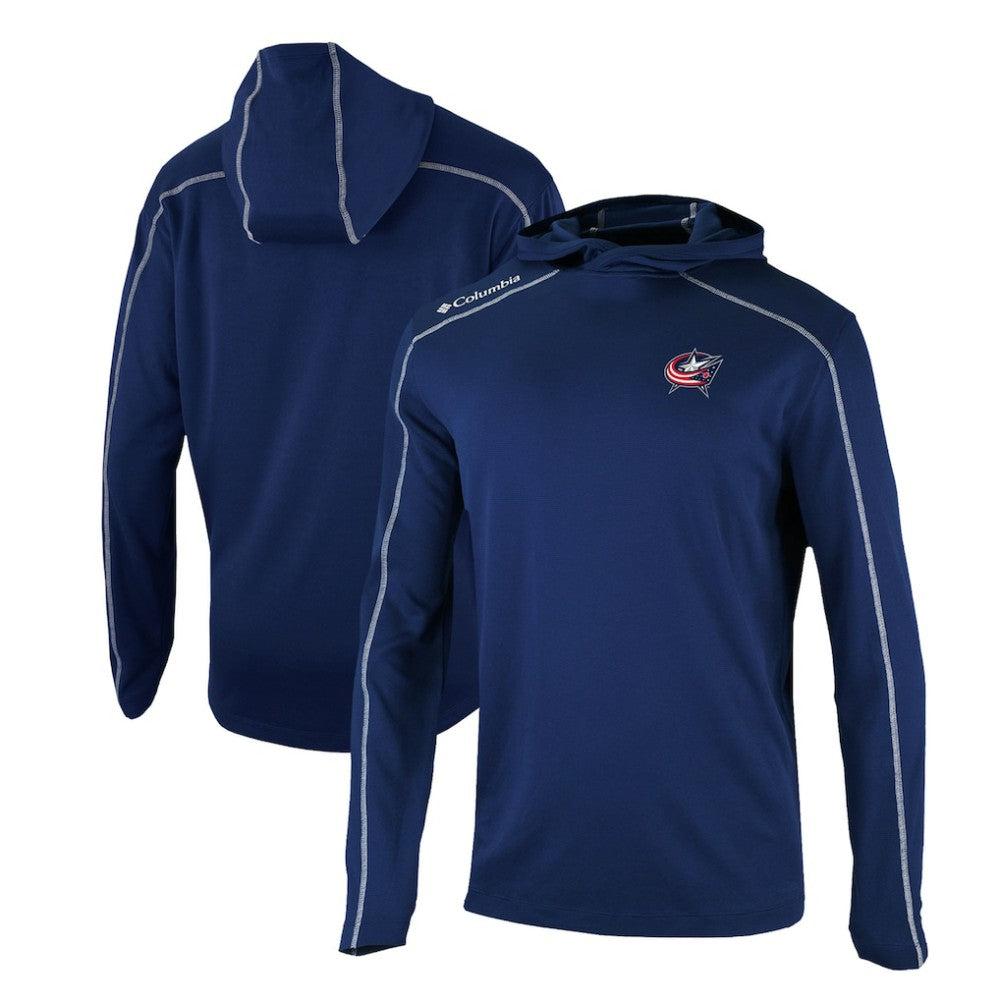 NHL Columbus Blue Jackets Columbia Omni-Wick Shotgun Long Sleeve Hoodie T-Shirt - Navy