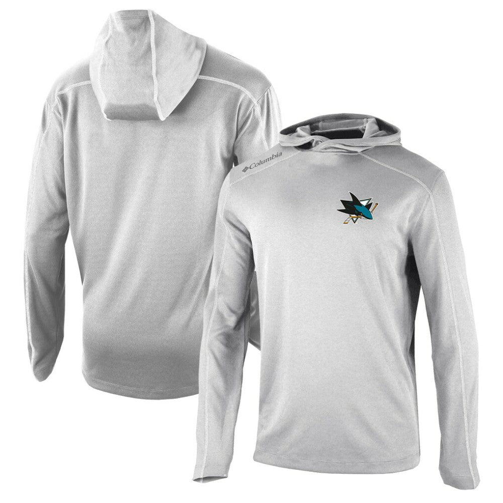 NHL San Jose Sharks Columbia Omni-Wick Shotgun Long Sleeve Hoodie T-Shirt - Gray