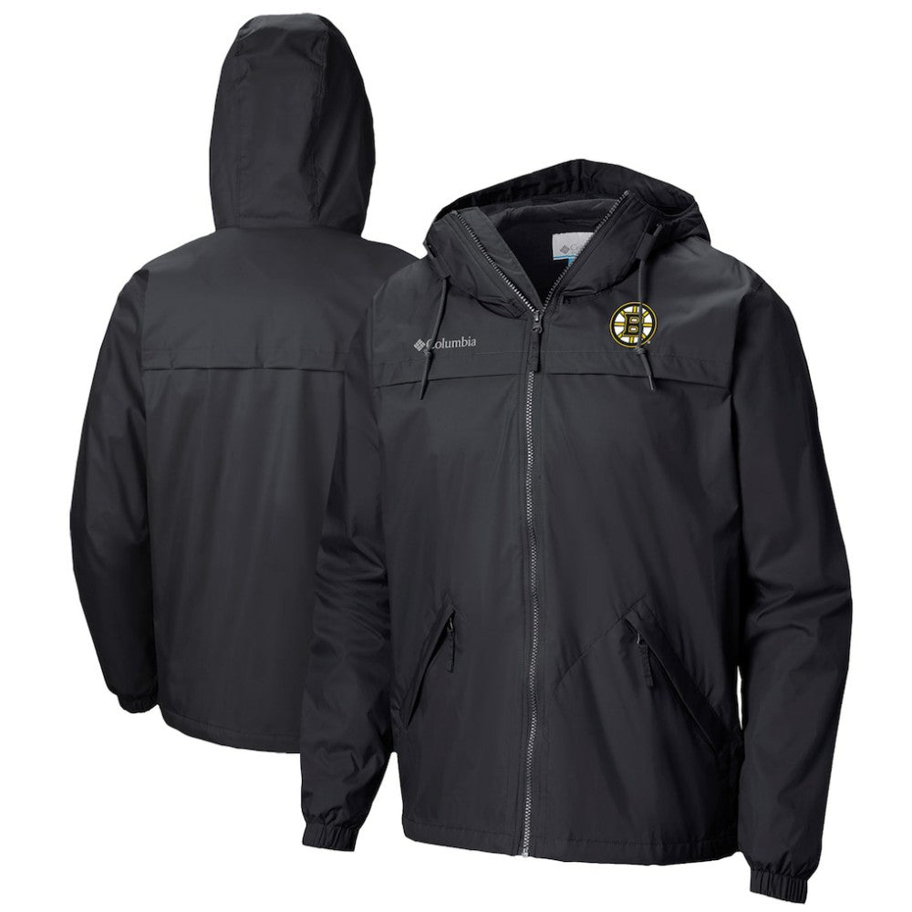 NHL Boston Bruins Columbia Oroville Creek Lightweight Full-Zip Windbreaker Jacket - Black