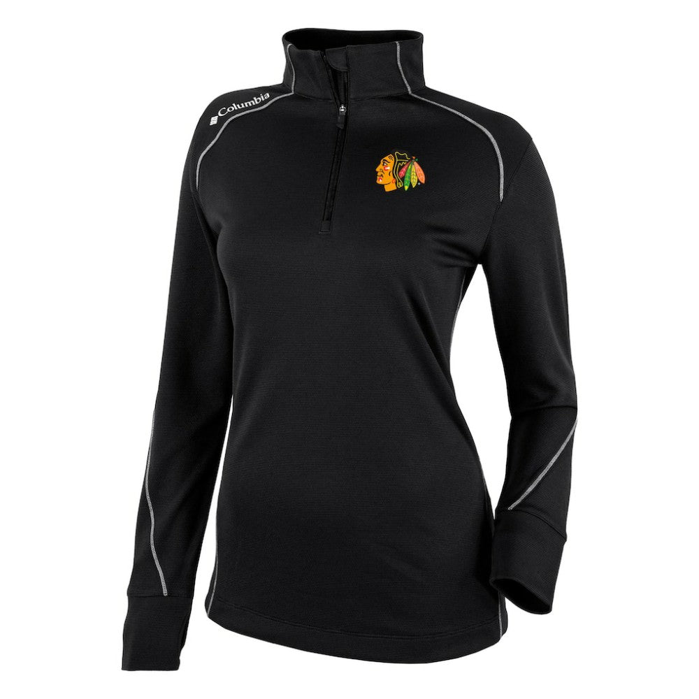 NHL Chicago Blackhawks Columbia Women's Omni-Wick Shotgun 2.0 Quarter-Zip Pullover Top - Black