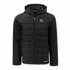Detroit Lions Cutter & Buck Helmet Evoke Hybrid Eco Softshell Recycled Full-Zip Hoodie Jacket Black