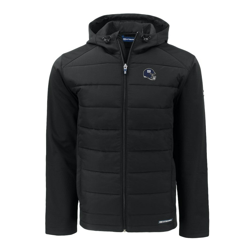 New York Giants Cutter & Buck Helmet Evoke Hybrid Eco Softshell Recycled Full-Zip Hoodie Jacket Black
