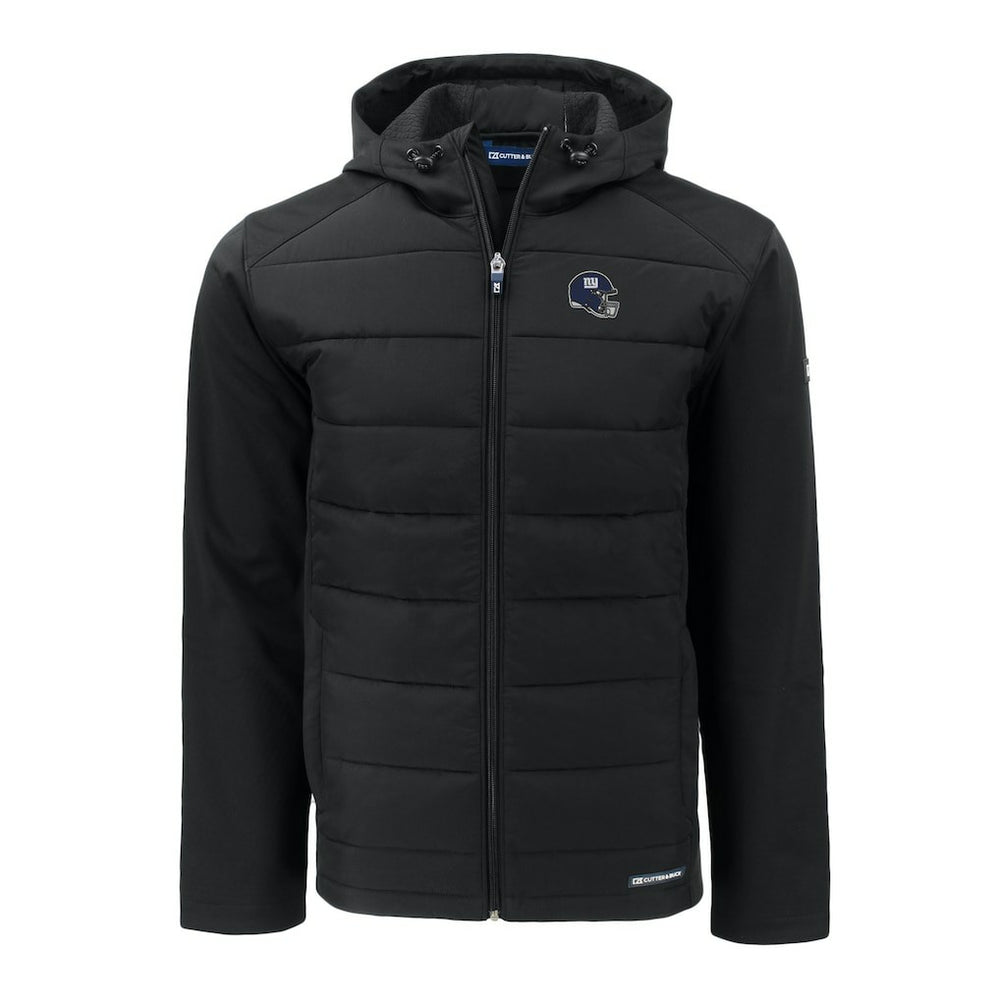 New York Giants Cutter & Buck Helmet Evoke Hybrid Eco Softshell Recycled Full-Zip Hoodie Jacket Black