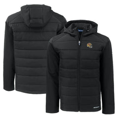 San Francisco 49ers Cutter & Buck Helmet Evoke Hybrid Eco Softshell Recycled Full-Zip Hoodie Jacket Black