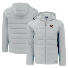 Washington Commanders Cutter & Buck Helmet Evoke Hybrid Eco Softshell Recycled Full-Zip Hoodie Jacket Gray