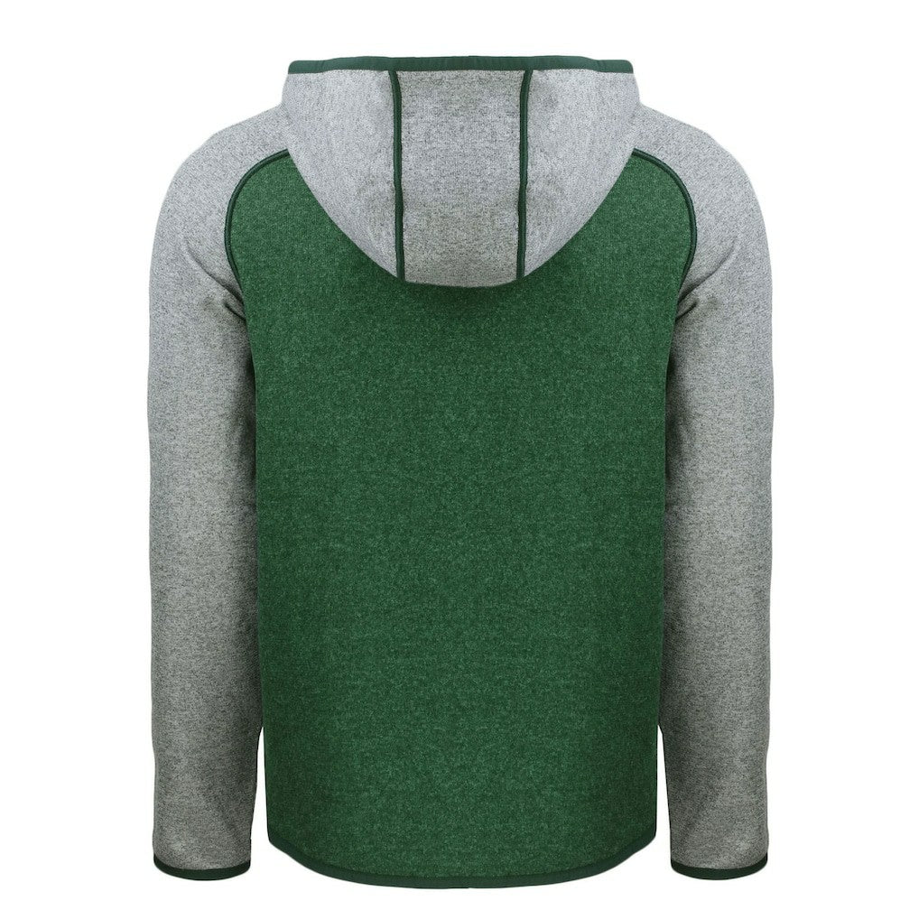 Green Bay Packers Cutter & Buck Helmet Mainsail Sweater-Knit Full-Zip Hoodie Heather Green/Heather Gray