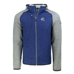 Indianapolis Colts Cutter & Buck Helmet Mainsail Sweater-Knit Full-Zip Hoodie Royal/Heather Gray