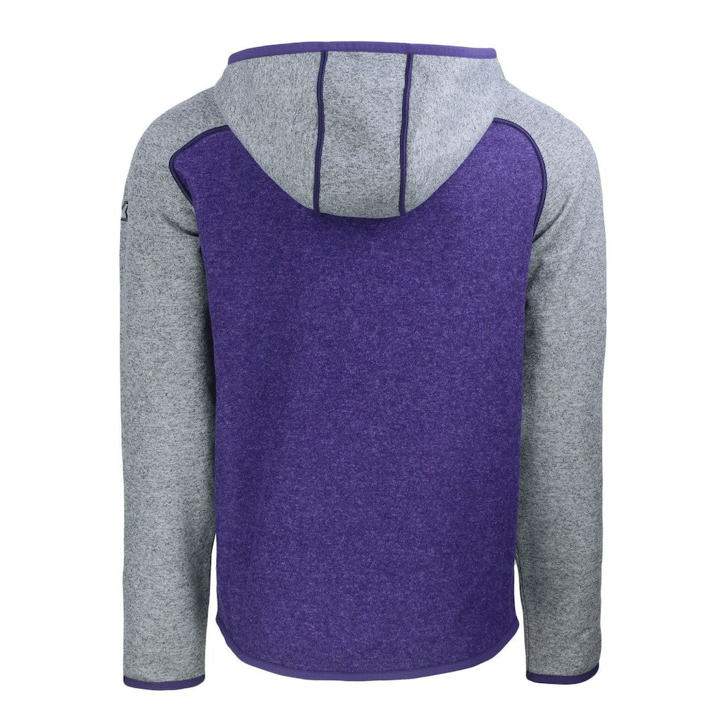 Minnesota Vikings Cutter & Buck Helmet Mainsail Sweater-Knit Full-Zip Hoodie Heather Purple/Heather Gray