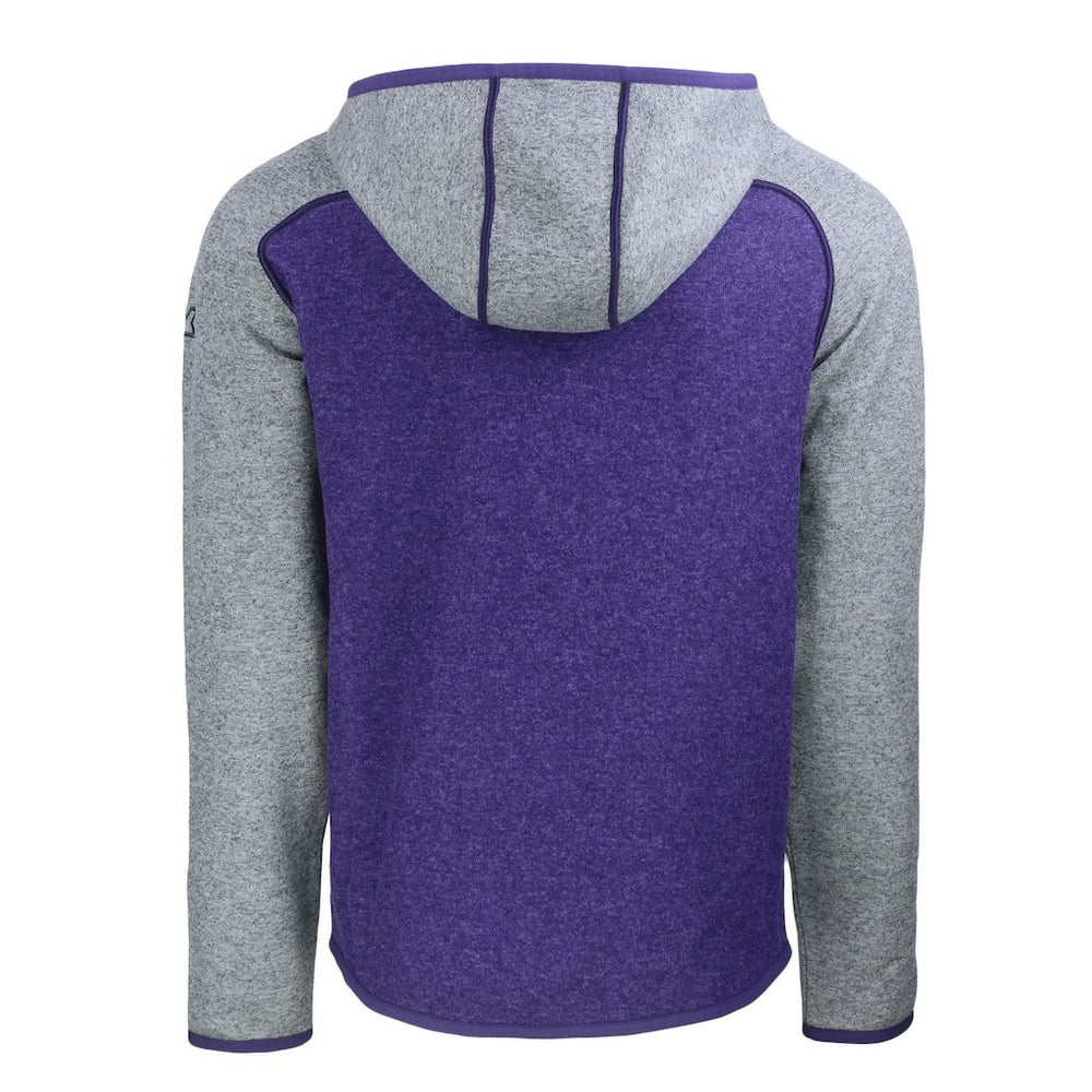 Minnesota Vikings Cutter & Buck Helmet Mainsail Sweater-Knit Full-Zip Hoodie Heather Purple/Heather Gray