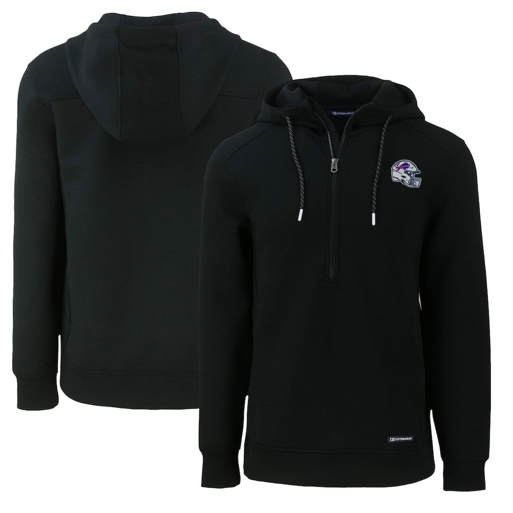 Buffalo Bills Cutter & Buck Helmet Roam Eco Half-Zip Recycled Pullover Hoodie Black