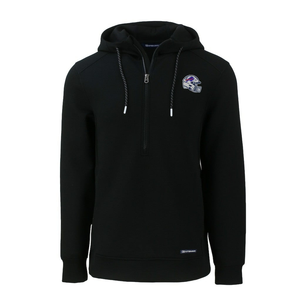 Buffalo Bills Cutter & Buck Helmet Roam Eco Half-Zip Recycled Pullover Hoodie Black