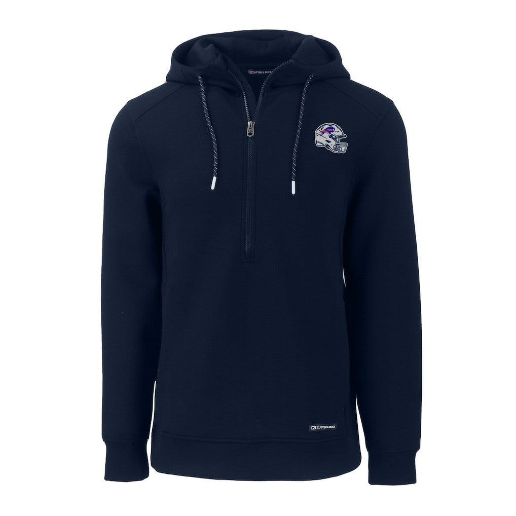Buffalo Bills Cutter & Buck Helmet Roam Eco Half-Zip Recycled Pullover Hoodie Navy