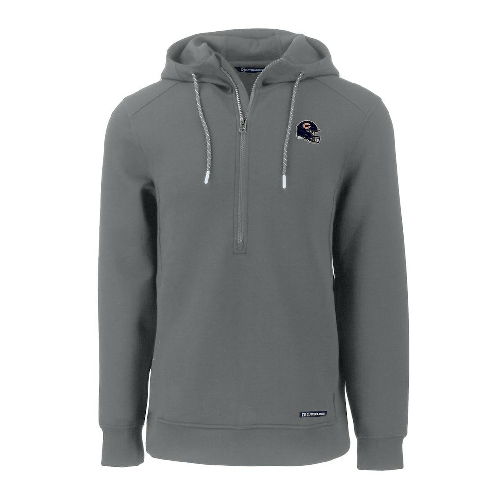 Chicago Bears Cutter & Buck Helmet Roam Eco Half-Zip Recycled Pullover Hoodie Gray
