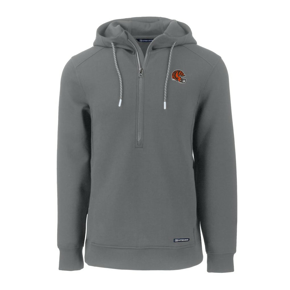 Cincinnati Bengals Cutter & Buck Helmet Roam Eco Half-Zip Recycled Pullover Hoodie Gray