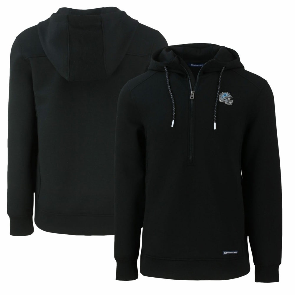 Detroit Lions Cutter & Buck Helmet Roam Eco Half-Zip Recycled Pullover Hoodie Black