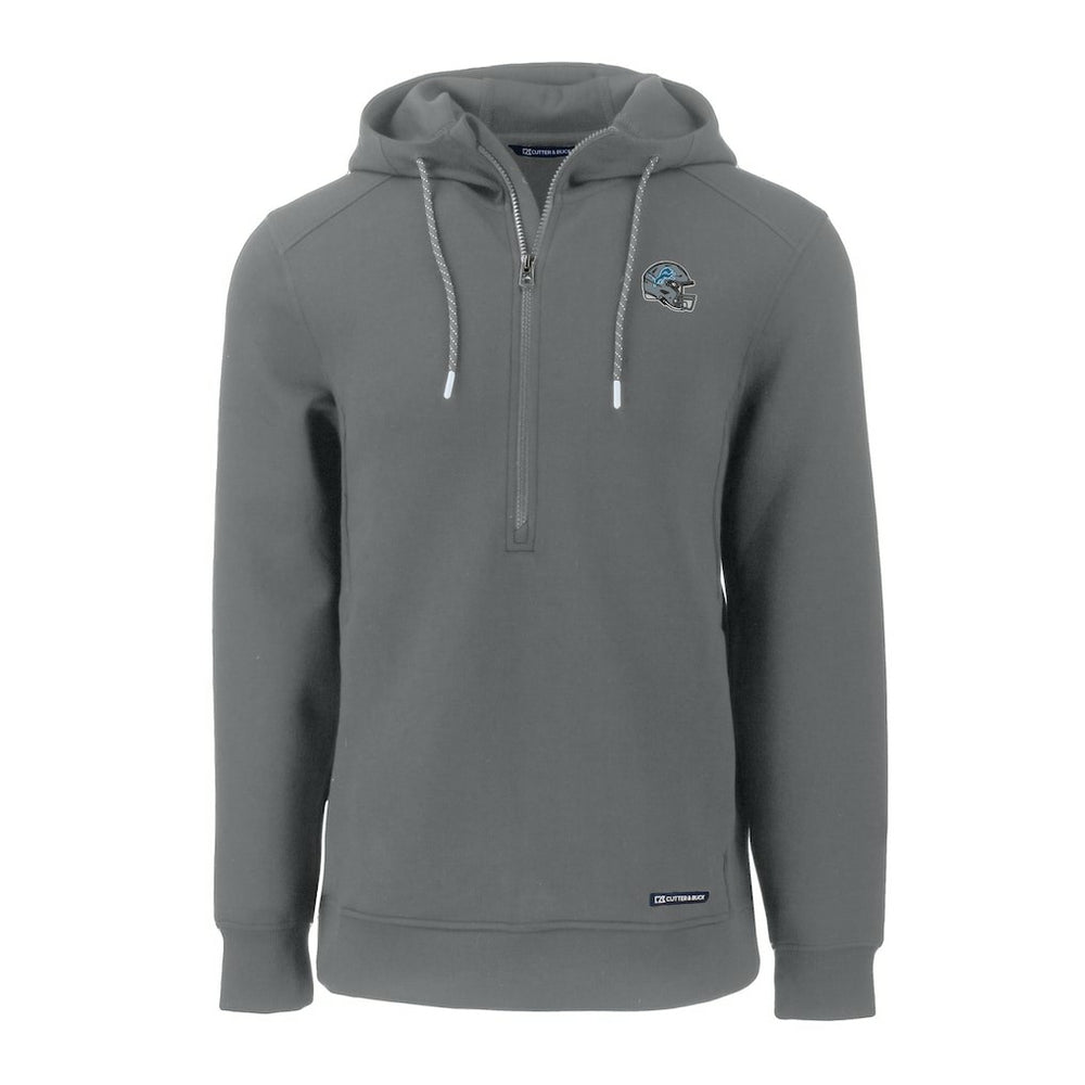 Detroit Lions Cutter & Buck Helmet Roam Eco Half-Zip Recycled Pullover Hoodie Gray