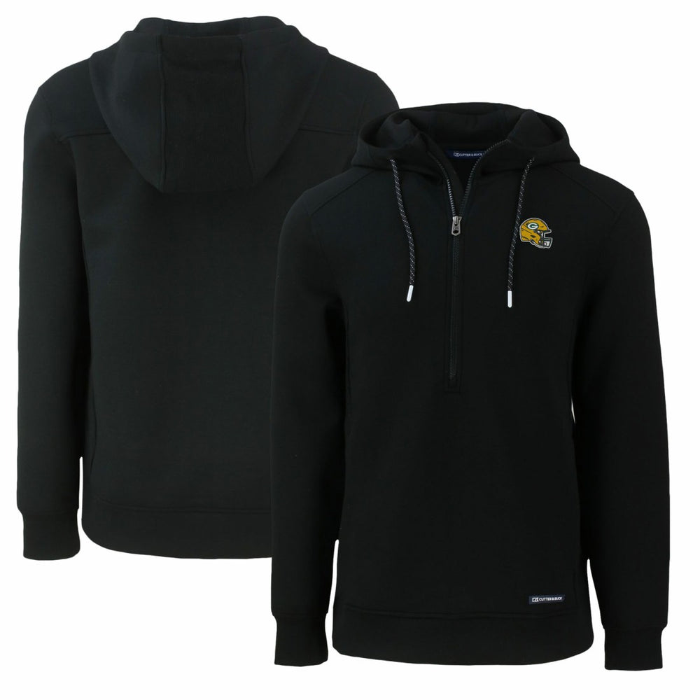 Green Bay Packers Cutter & Buck Helmet Roam Eco Half-Zip Recycled Pullover Hoodie Black