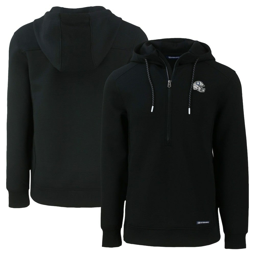 Indianapolis Colts Cutter & Buck Helmet Roam Eco Half-Zip Recycled Pullover Hoodie Black