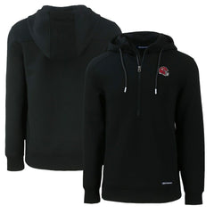 Kansas City Chiefs Cutter & Buck Helmet Roam Eco Half-Zip Recycled Pullover Hoodie Black