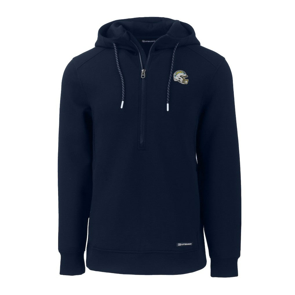 Los Angeles Chargers Cutter & Buck Helmet Roam Eco Half-Zip Recycled Pullover Hoodie Navy