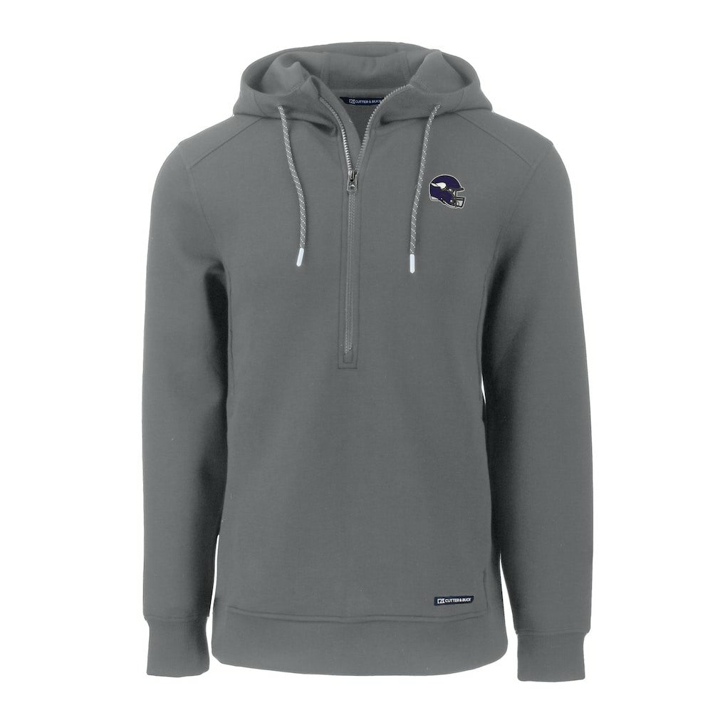 Minnesota Vikings Cutter & Buck Helmet Roam Eco Half-Zip Recycled Pullover Hoodie Gray