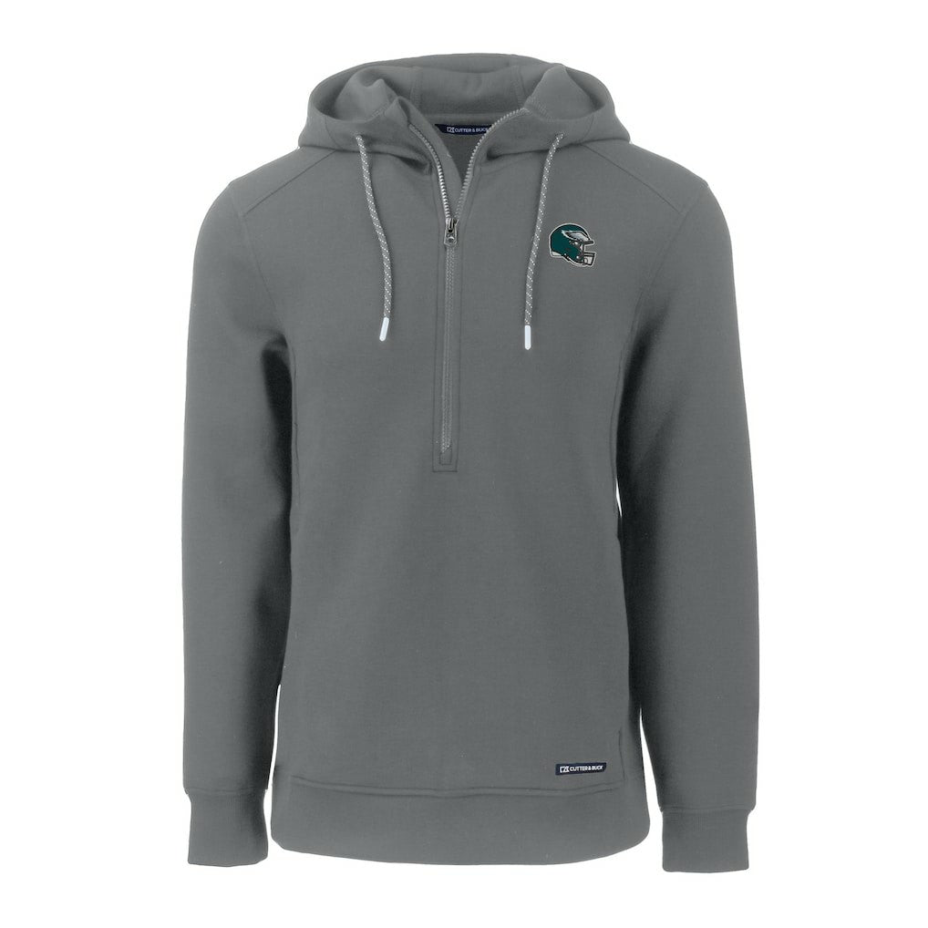 Philadelphia Eagles Cutter & Buck Helmet Roam Eco Half-Zip Recycled Pullover Hoodie Gray