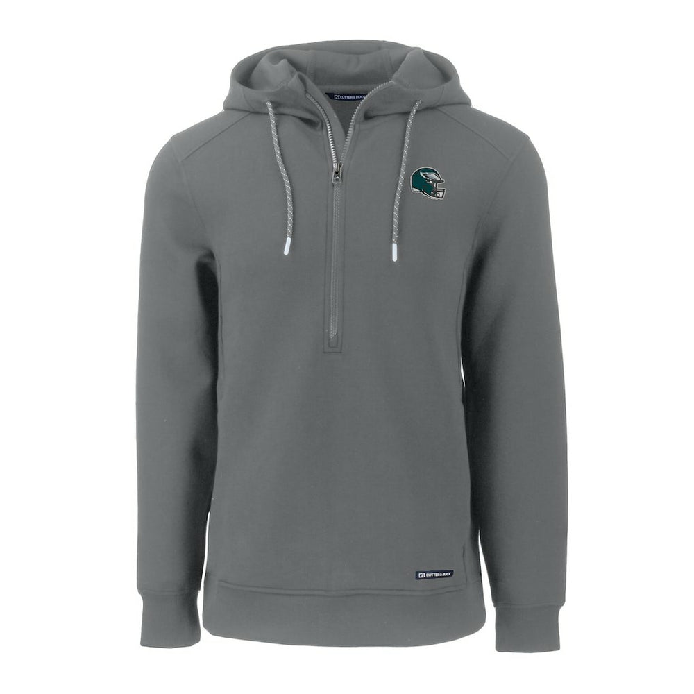 Philadelphia Eagles Cutter & Buck Helmet Roam Eco Half-Zip Recycled Pullover Hoodie Gray