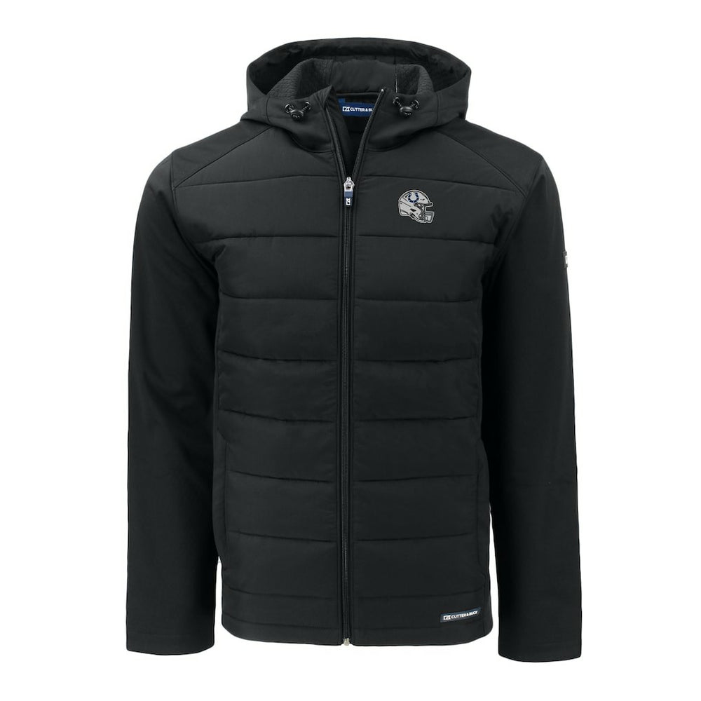 Indianapolis Colts Cutter & Buck Helmet Big & Tall Evoke Hybrid Eco Softshell Recycled Full-Zip Hoodie Jacket Black