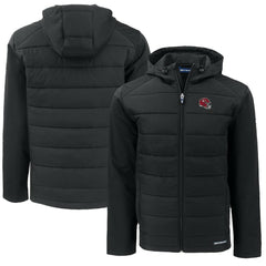Kansas City Chiefs Cutter & Buck Helmet Big & Tall Evoke Hybrid Eco Softshell Recycled Full-Zip Hoodie Jacket Black