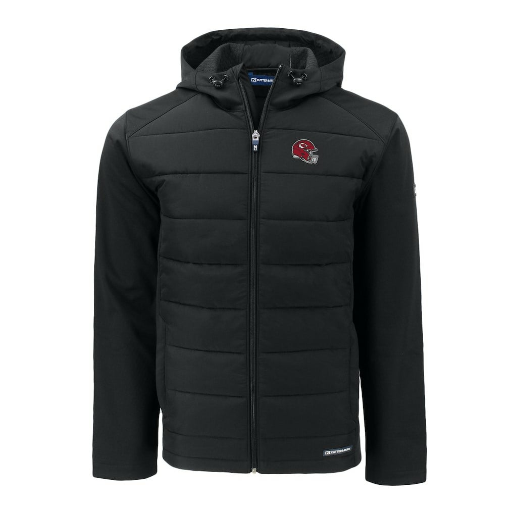 Kansas City Chiefs Cutter & Buck Helmet Big & Tall Evoke Hybrid Eco Softshell Recycled Full-Zip Hoodie Jacket Black