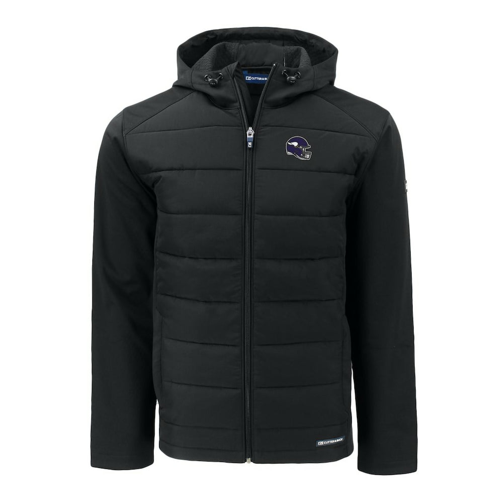 Minnesota Vikings Cutter & Buck Helmet Big & Tall Evoke Hybrid Eco Softshell Recycled Full-Zip Jacket Black