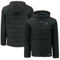 Philadelphia Eagles Cutter & Buck Helmet Big & Tall Evoke Hybrid Eco Softshell Recycled Full-Zip Jacket Black
