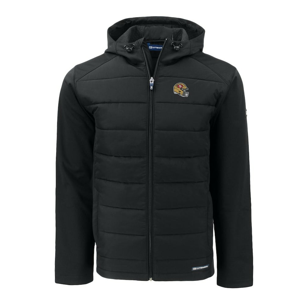 San Francisco 49ers Cutter & Buck Helmet Big & Tall Evoke Hybrid Eco Softshell Recycled Full-Zip Jacket Black