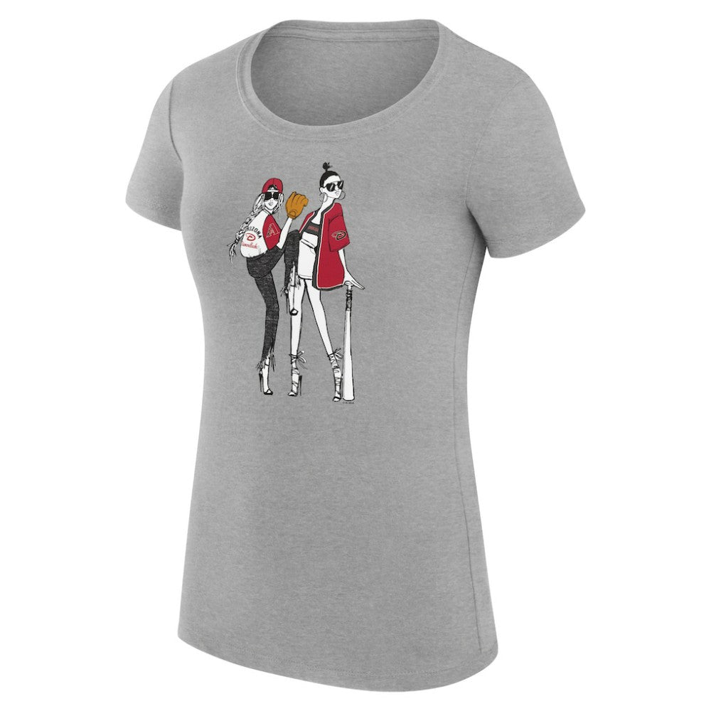 Arizona Diamondbacks G-III 4Her by Carl Banks Women's Super-Slim Fit Lightweight Baseball Girls T-Shirt - Heather Gray T-shirts