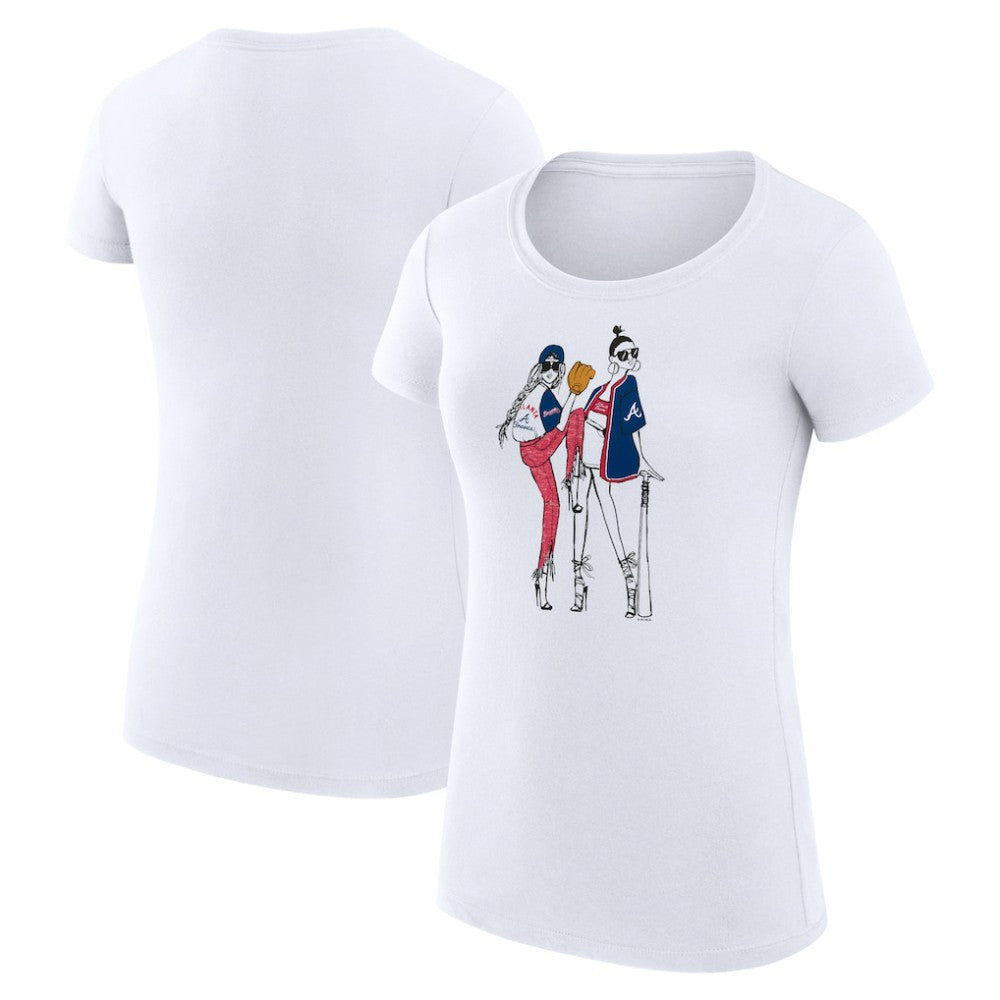 Atlanta Braves G-III 4Her by Carl Banks Women's Super-Slim Fit Lightweight Baseball Girls T-Shirt - White T-shirts