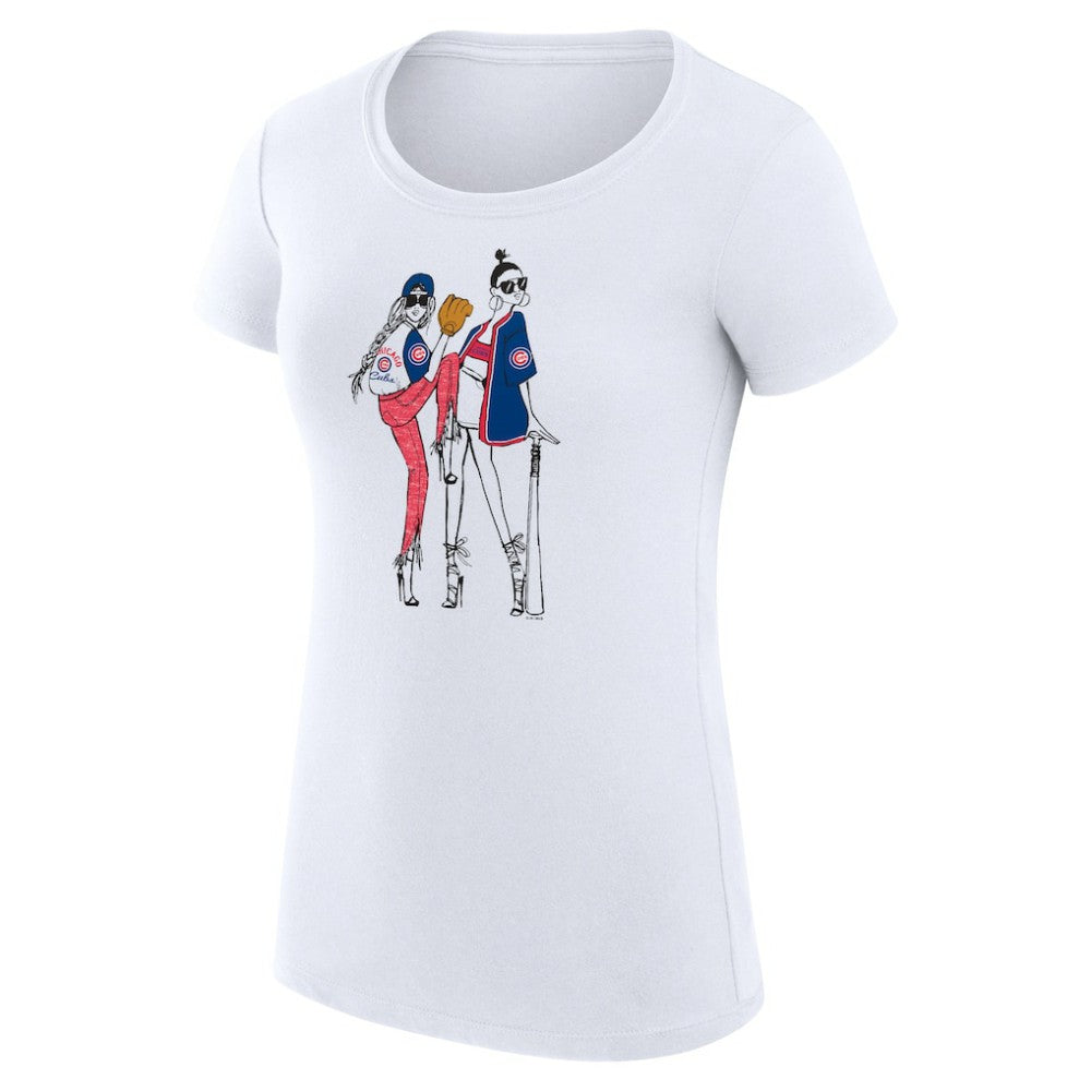 Chicago Cubs G-III 4Her by Carl Banks Women's Super-Slim Fit Lightweight Baseball Girls T-Shirt - White T-shirts