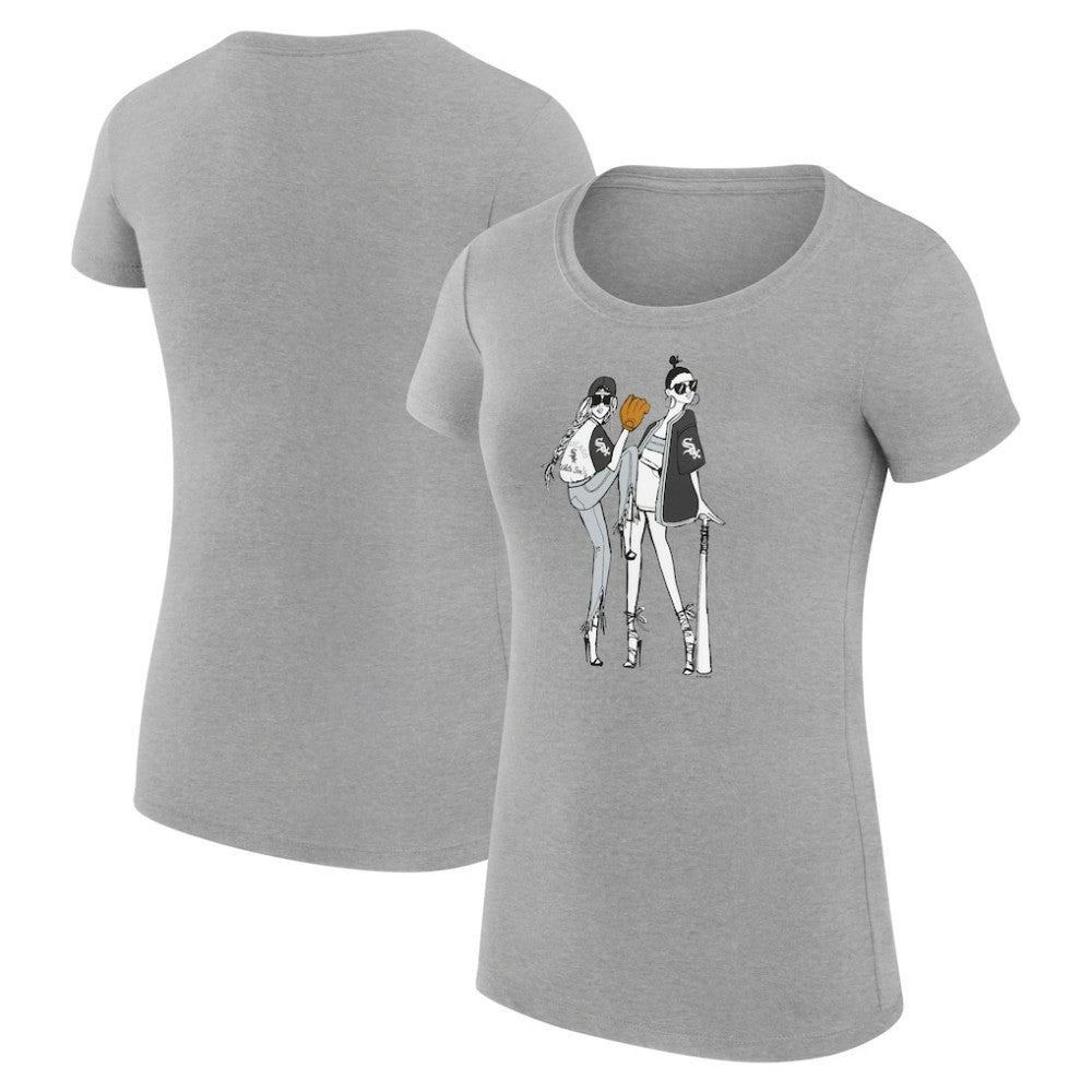 Chicago White Sox G-III 4Her by Carl Banks Women's Super-Slim Fit Lightweight Baseball Girls T-Shirt - Heather Gray T-shirts
