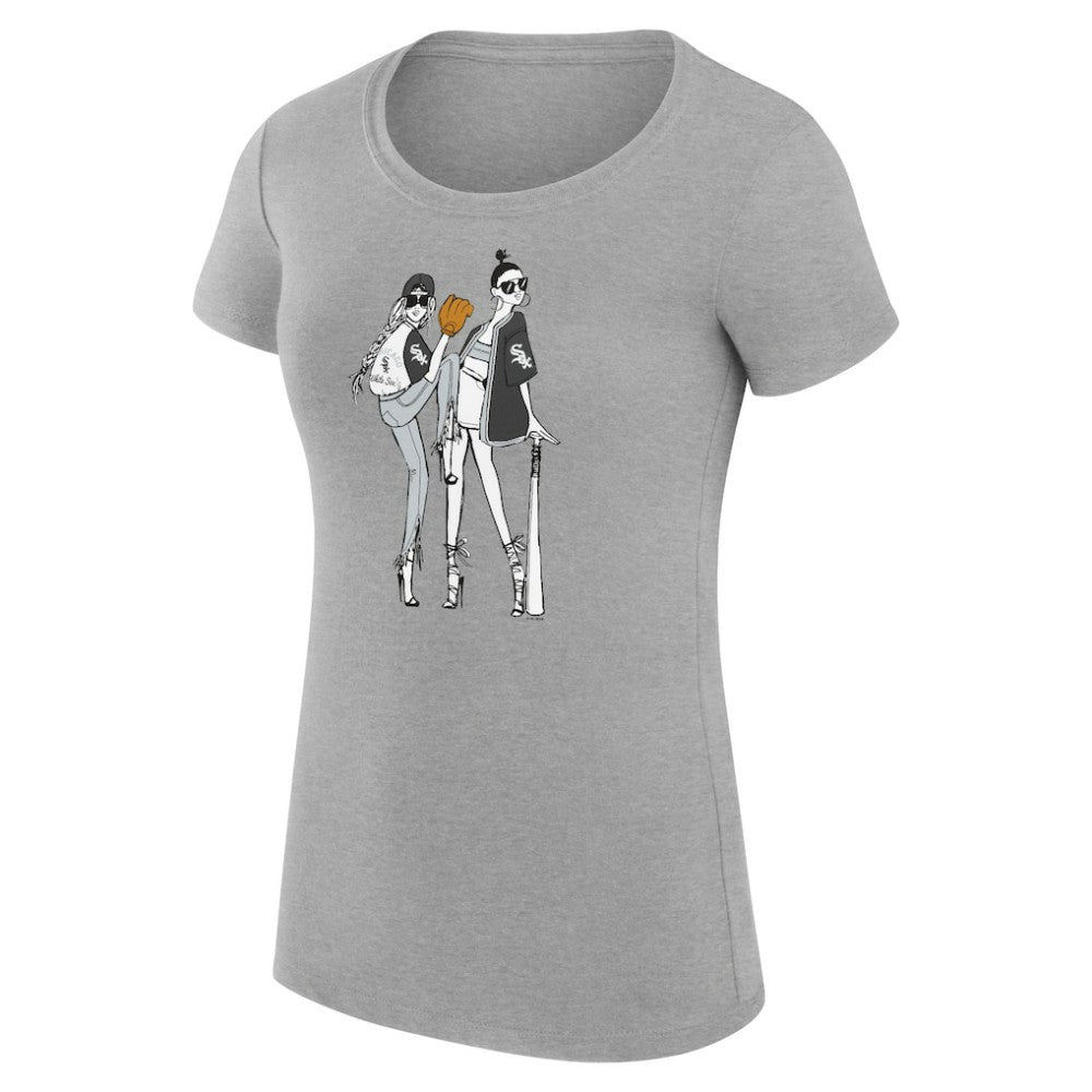 Chicago White Sox G-III 4Her by Carl Banks Women's Super-Slim Fit Lightweight Baseball Girls T-Shirt - Heather Gray T-shirts